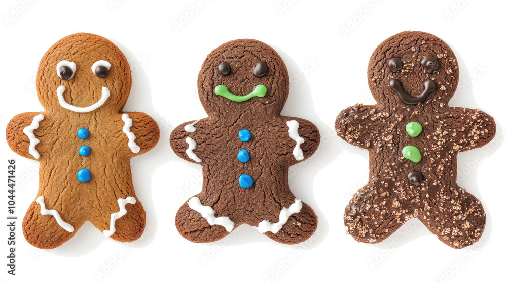 Poster gingerbread cookies in various designs on clear background generative ai