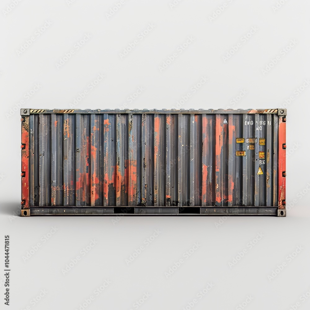Poster realistic 3d container model with textured surface