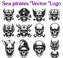 Sea pirates Vector logo set
