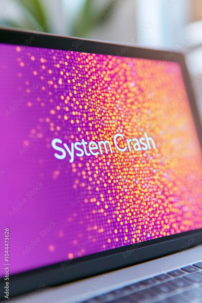 Poster high-tech close-up system crash error on laptop screen
