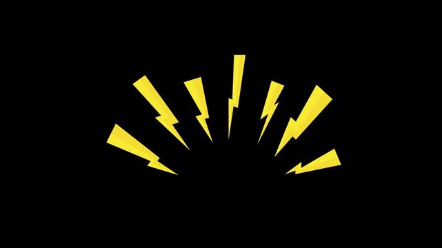 Lightning cartoon animation on transparent background