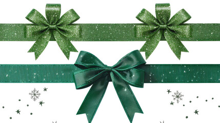 Beautiful Green Christmas Ribbons With Bows for Festive Decorations Generative AI