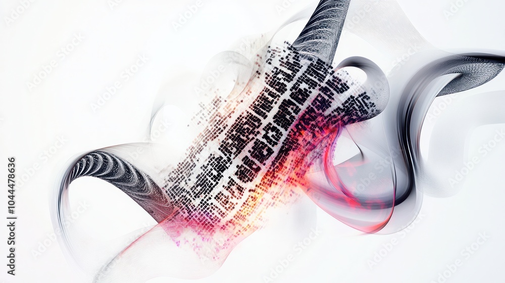 Poster visually striking quantum qr code concept displayed against a pure white background.