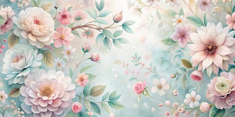 Elegant pastel floral pattern with delicate blossoms , pastel, elegant, floral, pattern, delicate, blossoms, soft
