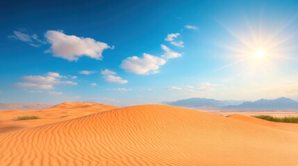 Fototapeta premium A breathtaking sand dune texture, curves and shadows formed by shifting sands under sunlight.