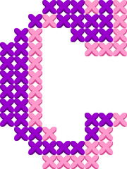 Embroidery Cross Stitch Letter Alphabet Vector Element C