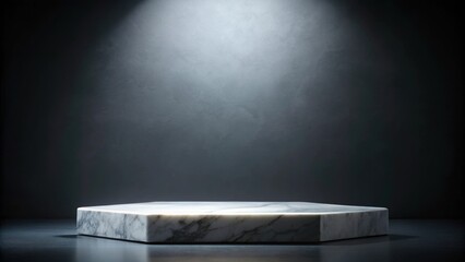 Obraz premium Marble platform shining against dark background, , marble, platform, dark background,, elegant, luxury, beautiful, shiny