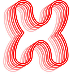 Fototapeta premium 3D Neon Line Letter Alphabet Vector Element X