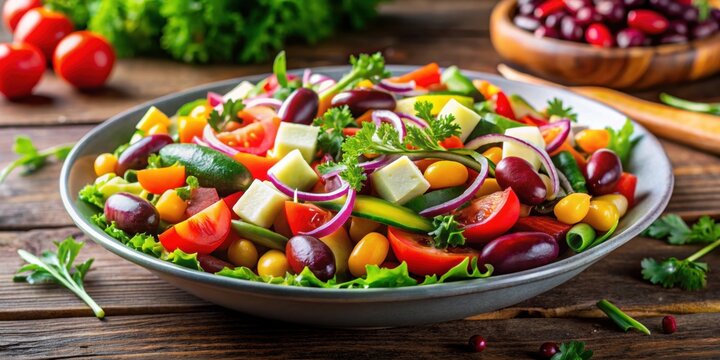 Fresh and colorful mixed vegetable salad, commonly known as macedoine de legumes in French cuisine