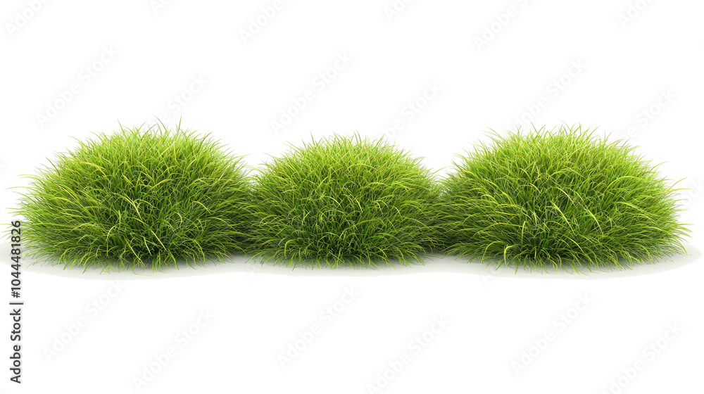 Poster lush green grass meadows set isolated on a transparent background generative ai