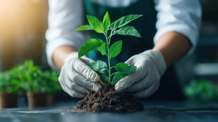 Gene editing in plants for disease resistance, with detailed macro shots of the genetic changes made to strengthen plant health.