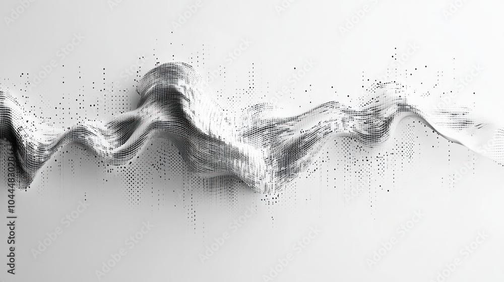 Poster an innovative interpretation of a quantum qr code, characterized by dynamic lines and dots that crea