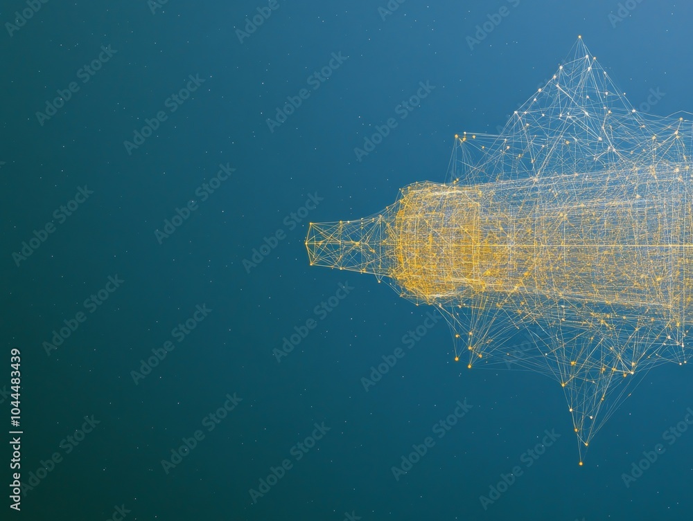 Leinwandbilder Abstract Geometric of Space Technology with Dynamic Satellite Elements on Dark Background
