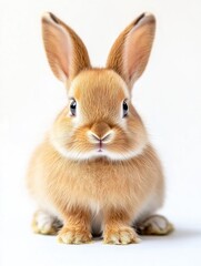 Obraz premium Brown Rabbit on White Floor