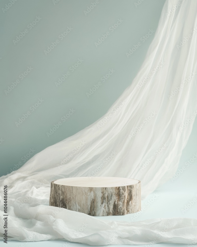 Poster modern minimalist podium display with natural textures and monochrome background