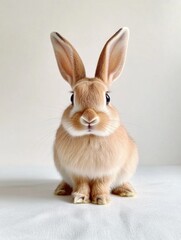 Obraz premium Brown rabbit on white surface