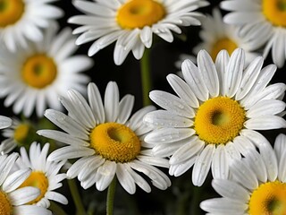 The beauty of yellow and white daisy flowers photographed from close range using a camera in a flower garden