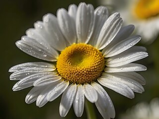 Fototapeta premium The beauty of yellow and white daisy flowers photographed from close range using a camera in a flower garden