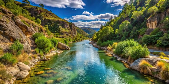 Scenic image of Trevelez river flowing through a steep gorge