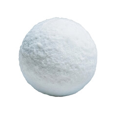 Fototapeta premium A spherical white object resembling a snowball, with a textured surface, set against a dark background.