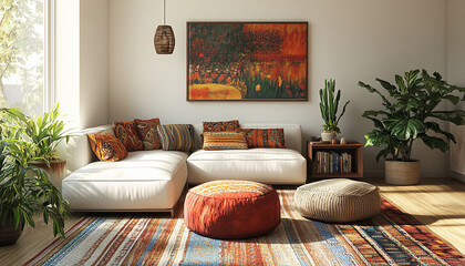 Mid-Century Bohemian Family Room Vibrant Design high detail