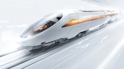 Fototapeta premium conceptual image of a quantum train navigating through a white abstract landscape