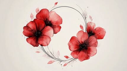 Draw floral background with poppies