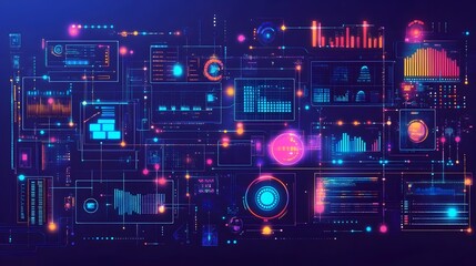 Obraz premium Cutting Edge Data Technology and Innovative Data Science Showcasing Complex Information Flow Neural Network and Intelligence Analytics