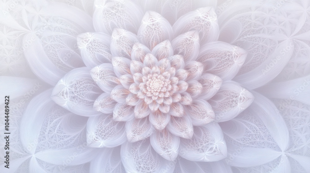 Aufkleber minimalist illustration of a quantum seed, composed of intricate fractal patterns and soft gradients