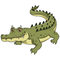 Cute crocodile cartoon on white background