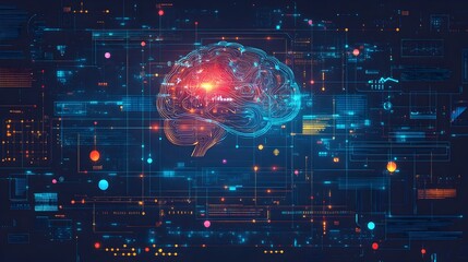 Obraz premium Innovative Data Flow Concept Visualizing Complex Information through Neural Network for Business Analytics