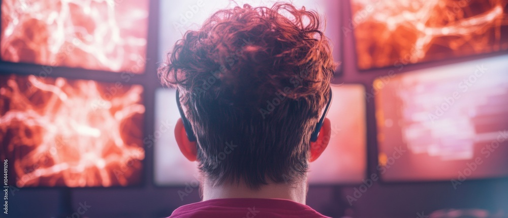 Aufkleber Non-Binary Analyst Engaging High-Tech Forensic AI in Modern Crime Lab