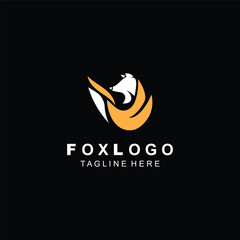 Fox logo design simple and minimalist template. abstract animal Fox tail