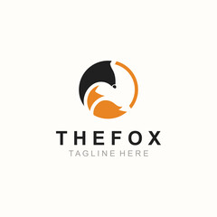 Fox logo design simple and minimalist template. abstract animal Fox tail