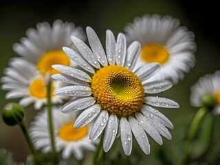 Obraz premium The beauty of yellow and white daisy flowers photographed from close range using a camera in a flower garden