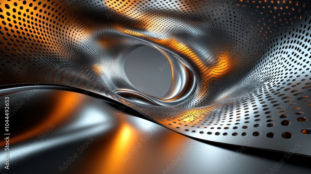 Poster a mesmerizing metallic vortex showcases intricate patterns and warm hues, inviting exploration of de