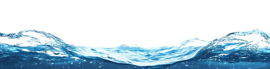 Crystal Clear Blue Sea Underwater View on transparent background, Realistic Deep Blue Ocean Water on transparent PNG, Underwater Blue Sea Texture on transparent.