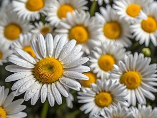 Obraz premium The beauty of yellow and white daisy flowers photographed from close range using a camera in a flower garden