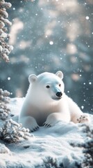 An empty scene featuring blank mockup template for a polar bear-themed phone wallpaper download promotion, 