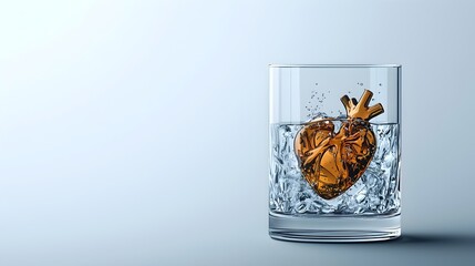 3D of Alcohol Impact on Heart Muscle with Clean Background and Copy space