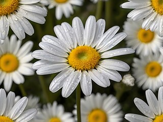 Obraz premium The beauty of yellow and white daisy flowers photographed from close range using a camera in a flower garden