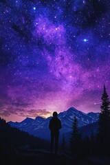 Fototapeta premium Person gazing up at night sky
