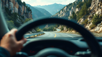 Scenic Drive Through Mountainous Landscape