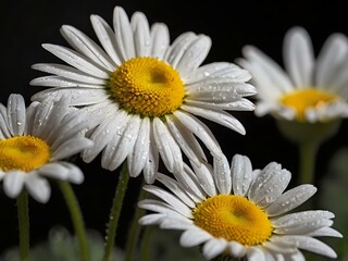 Obraz premium The beauty of yellow and white daisy flowers photographed from close range using a camera in a flower garden