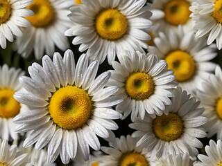 The beauty of yellow and white daisy flowers photographed from close range using a camera in a flower garden