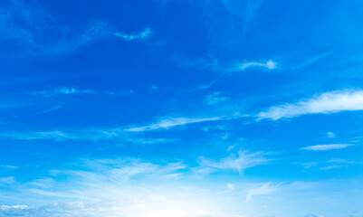  Panorama of cloud clear sky background for summer vacation concept at ocean and summer sea water with sunlight of beautiful cloudy sky
