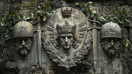 Symbolic Stone Etching of a Historical Figure