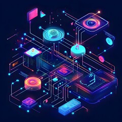 Futuristic Big Data Technology and Intelligence Data Visualization Concept