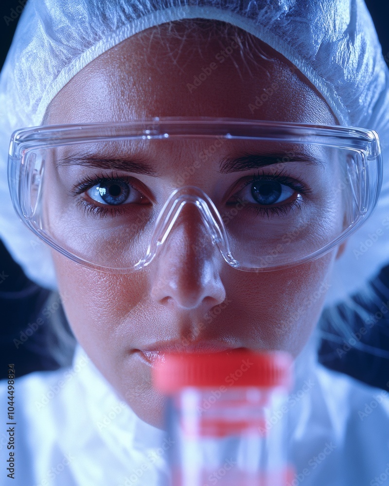 Aufkleber Precision Science Female Forensic Scientist Analyzing DNA in Modern Laboratory Setting