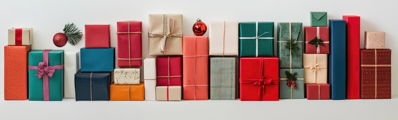 Fototapeta premium Colorful Christmas Gift Boxes Arrangement